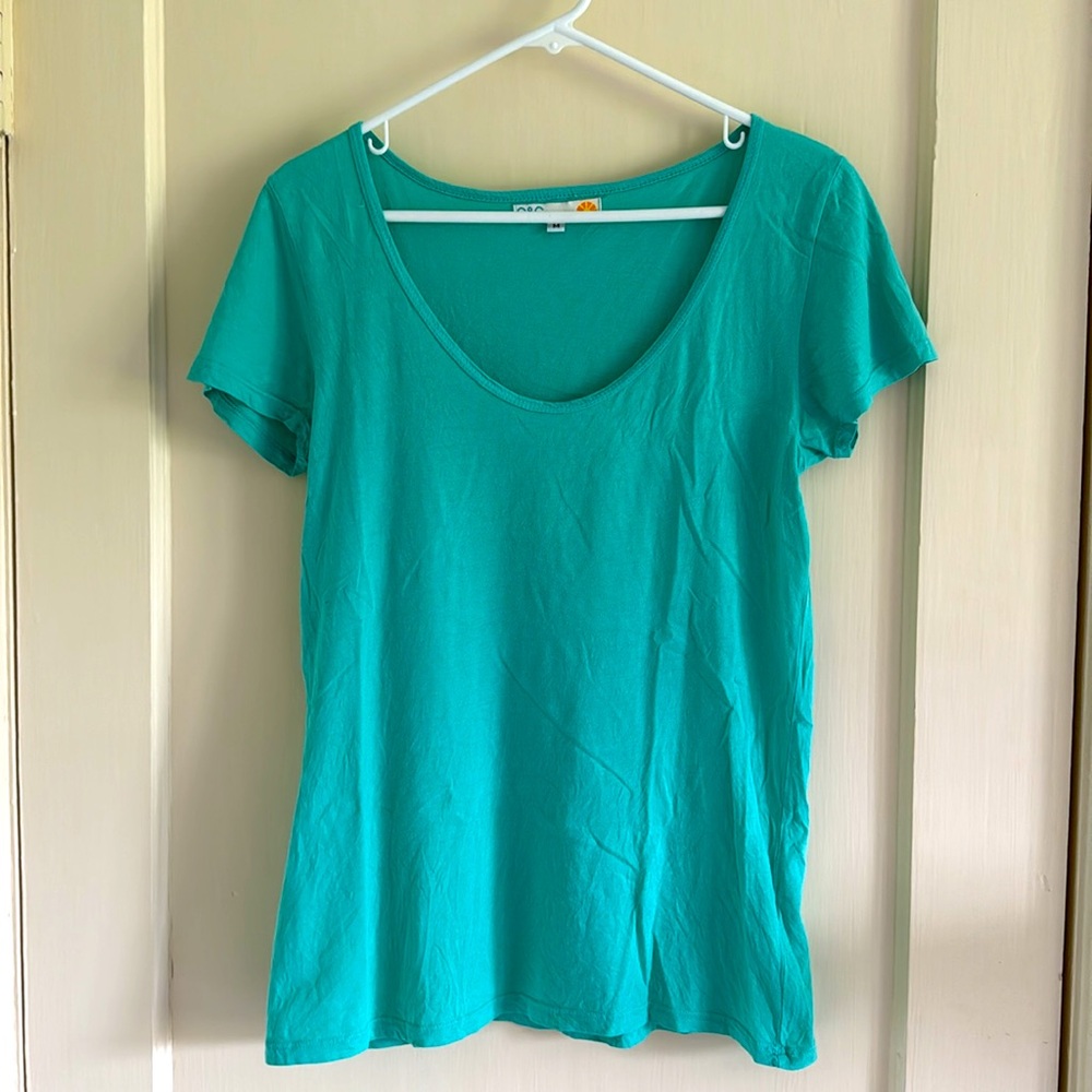 C&C California Scoop neck t-shirt, Teal, Size M